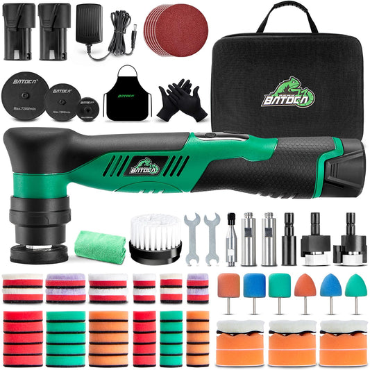 BATOCA S5 Mini Akku Poliermaschine Set - Rotations & Exzenter. Kompakter Akkupolierer poliert Lackflächen rotierend oder exzentrisch präzise.