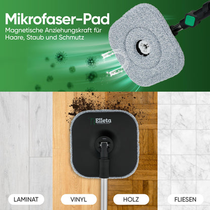 Wischmopp Set mit Eimer 2-Kammer – 360° Mikrofaser