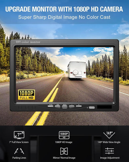 ANDUBEST Rückfahrkamera Set mit 7 Zoll Monitor, AHD 1080P, IP68