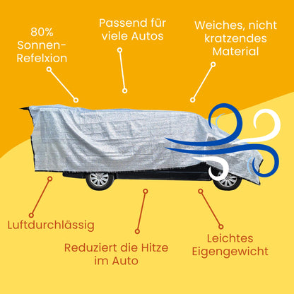 Schattennetz Auto Hund – Alu Hitzeschutz UV-Schutz 4x6 m