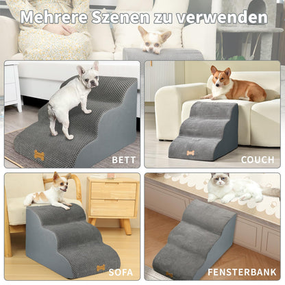 Nepfaivy Hundetreppe 3-stufig für kleine Hunde mit waschbarem Bezug