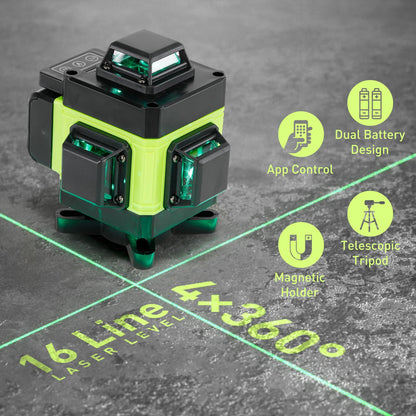 Weytoll Kreuzlinienlaser 4x360° mit Stativ, selbstnivellierend, grün