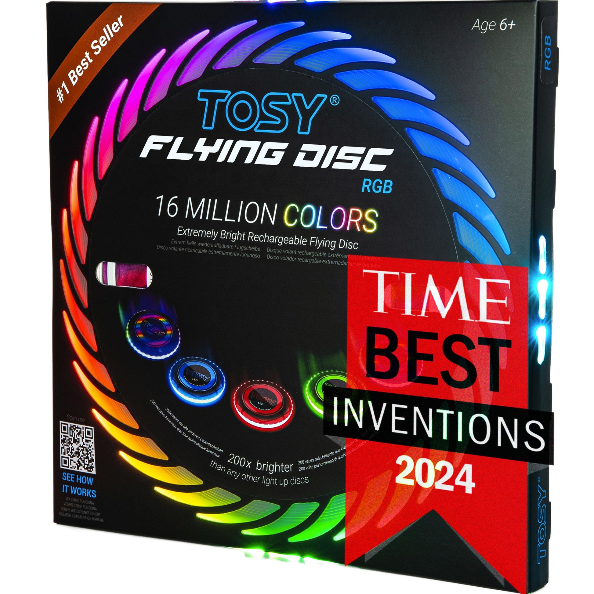 TOSY Flying Disc LED-Wurfscheibe, 108 RGB-LEDs, 175 g, wasserdicht