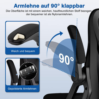 Airchros Bürostuhl ergonomisch mit Kopfstütze und Lendenwirbelstütze