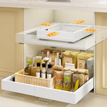 Mointal Teleskopschublade 2er-Set, ausziehbar, verstellbar, weiss – Schrank-Organizer aus Metall