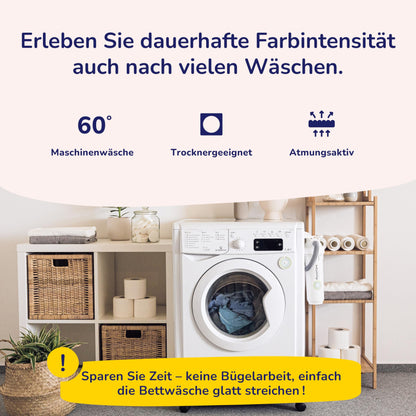 Träumschön Biber Bettwäsche Set - 135x200 Grün Blumen Ranken