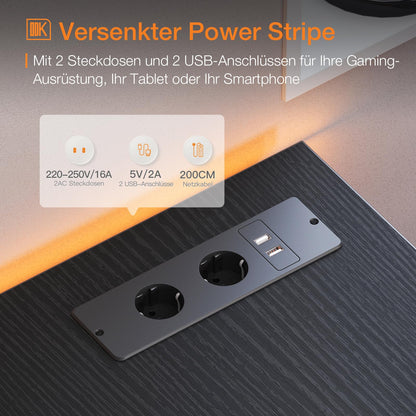 ODK Gaming Tisch L-Form Eckschreibtisch - Schwarz 120x80cm