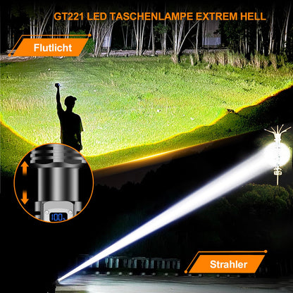 Relybo GT221 LED-Taschenlampe, USB aufladbar, stufenlos dimmbar