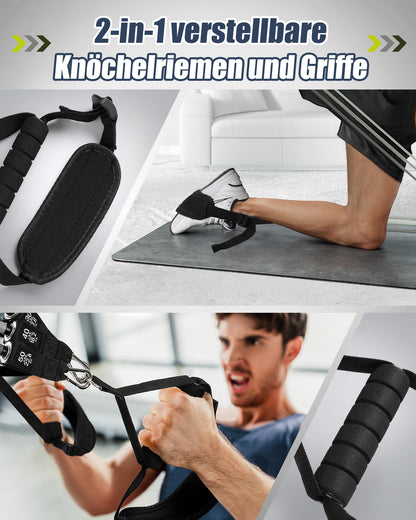 ALongSong Pilates Bar Fitness Set - 6 Bänder grau 30/40/50lbs