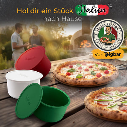 Teigbar Pizzaballenbox mit Deckel, 6er Set Italia aus Silikon