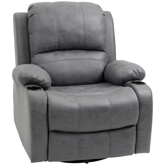 HOMCOM Relaxsessel Liegefunktion, drehbar, Wippfunktion - Grau. Grauer Sessel zum Liegen, Drehen, Wippen.