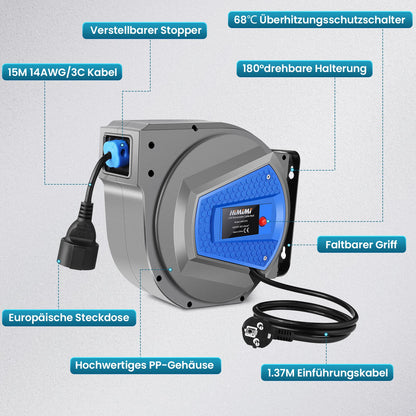 Himimi Automatik Kabeltrommel Verlängerungskabel Wand 15+1m