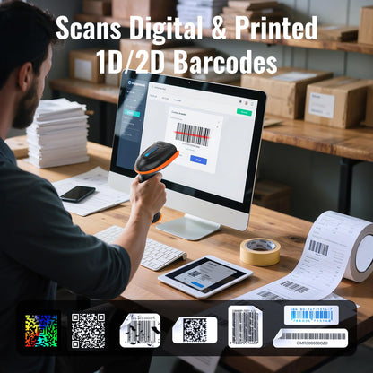 Tera D5100 Barcode Scanner 1D 2D QR Wireless USB Handscanner