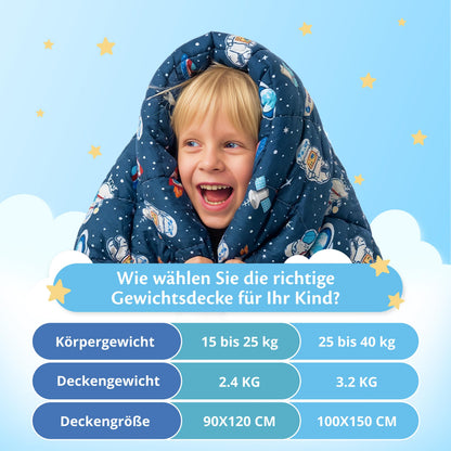 Ella Gewichtsdecke Kinder 2,4 kg 90x120 cm Space – Therapiedecke