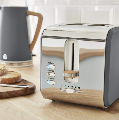 Swan Nordic Wasserkocher Toaster Mikrowelle Set – Grau Holzoptik