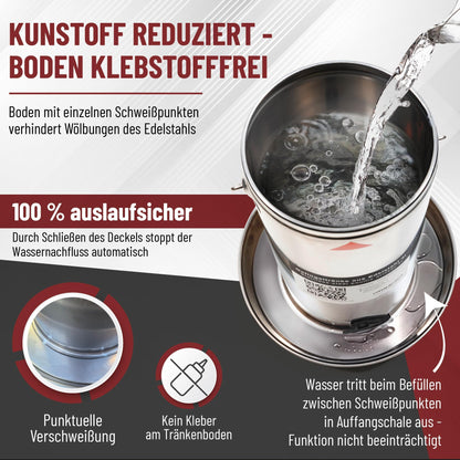 Robust Hühnertränke Geflügeltränke 4L Edelstahl - Beheizbar