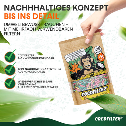 CocoFilter® Aktivkohlefilter 6mm Slim - 550 Stk. Kokosschale
