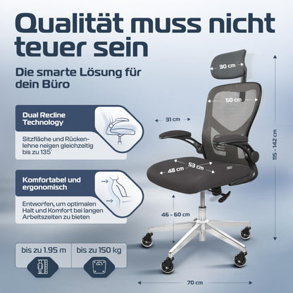 CLOUVOU SmartSeat Ergonomischer Bürostuhl – Testsieger