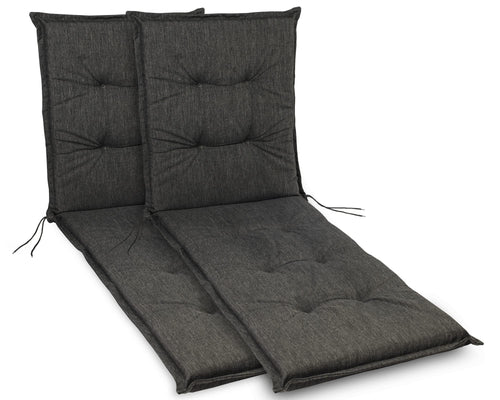 sunnypillow California Liegenauflage 190 x 60 cm 2er Set Anthrazit, gesteppt, mit Befestigungsbändern