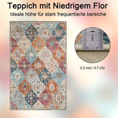 Xfrog Blumen Boho Flächenteppich für Wohnzimmer – 160 x 230 cm