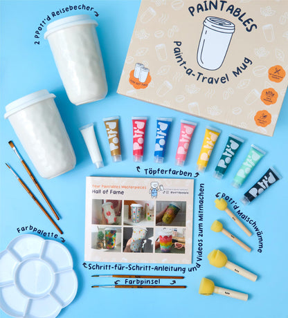 Pott'd Paintables DIY Keramik-Bemalen-Set mit 2 Reisebechern
