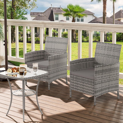 UDPATIO Gartenmöbel Set 3-teilig Polyrattan Lounge Balkon grau
