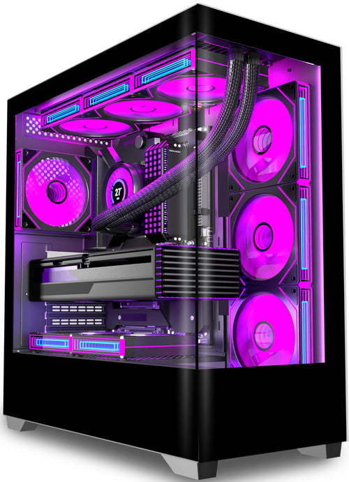 KEDIERS P4 ARGB PC-Gehäuse ATX Mid Tower, 7 PWM-ARGB-Lüfter, schwarz