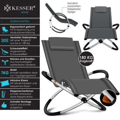 KESSER® Relaxliege Garten Schwungliege klappbar Anthrazit