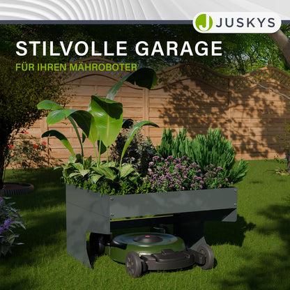 Juskys Mähroboter Garage Pflanzkasten Unterstand Anthrazit