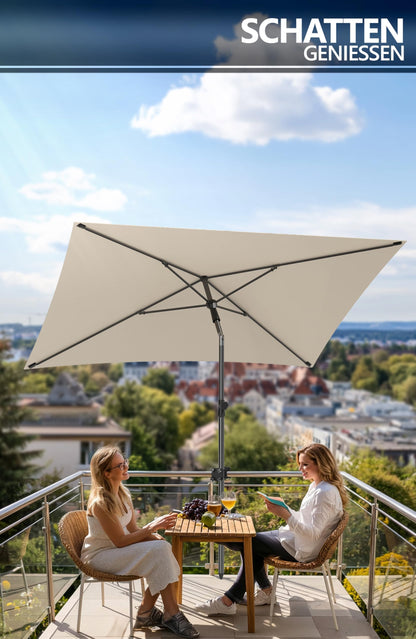 4smile SunnyShade Balkon-Sonnenschirm Set 200 x 125 cm beige UPF 50+