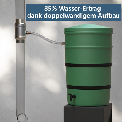 IGarden Regenwassersammler DN100 – Stahl/Alu doppelwandig, mit Schlauch