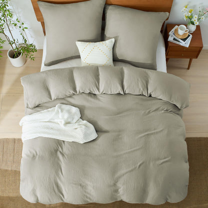 BEDELITE Musselin Bettwäsche 200x200 cm, 3-teilig, Taupe