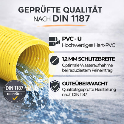 Doubleyou Drainagerohr DN100 10m mit Filtervlies, PVC-Sickerrohr