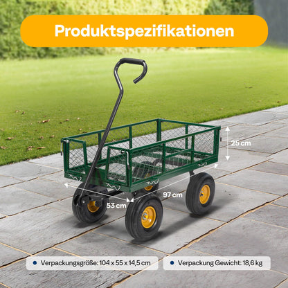 VIVOHOME Gartenwagen VH524-GR Transportwagen bis 400 kg mit Luftreifen