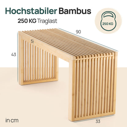 BAM BOO BOX Sitzbank Bambus ohne Lehne – 90x33x43 cm