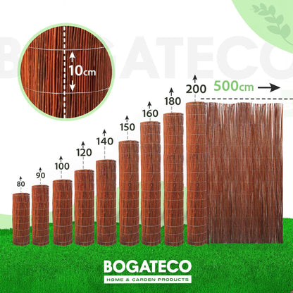 BOGATECO Weidenmatte Sichtschutzzaun 120 x 500 cm aus Korbweide
