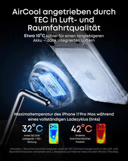 Anker Prime 3-in-1 kabellose Ladestation, Qi2 25W, TEC-Kühlung