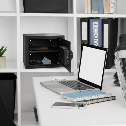 hjh OFFICE COMPACT Safe – Elektronisches Zahlenschloss, Schwarz