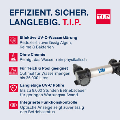T.I.P. UV-C Strahler SPU 36000 UV Edelstahl für Pools und Teiche