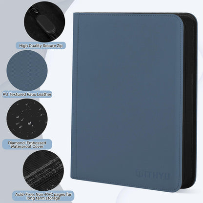 WITHYU Sammelalbum für 1024 Sammelkarten, wasserdicht, Indigoblau