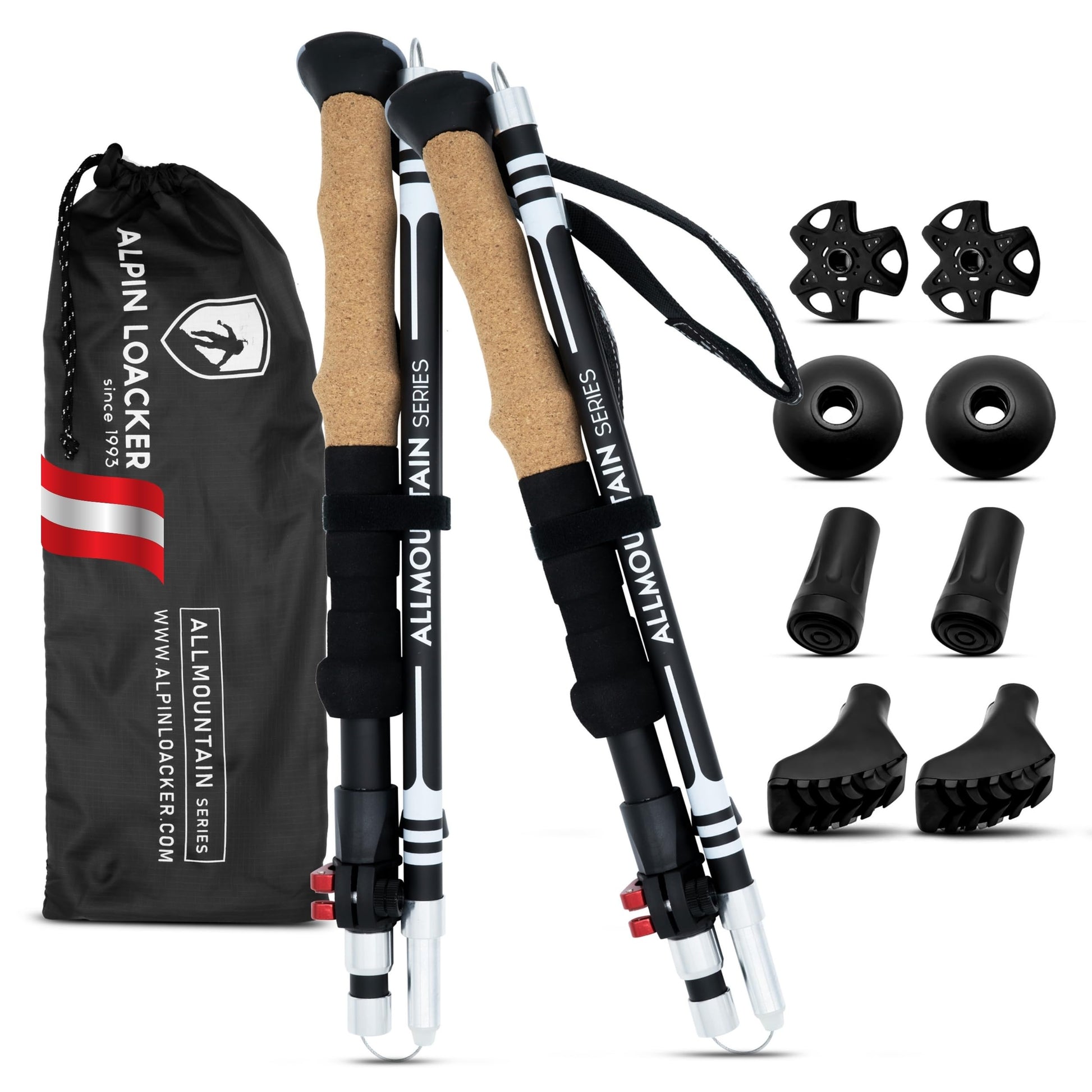 ALPIN LOACKER Wanderstöcke faltbar Aluminium Korkgriff 115-135 cm, Trekkingstöcke mit Teleskopverstellung