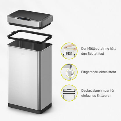 EKO Mirage-T 50L Sensor Mülleimer - Edelstahl rechteckig