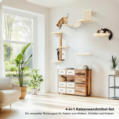 FUKUMARU Katzen Kletterwand Set Multiplex 10-teilig - Beige