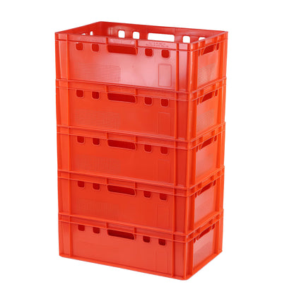 E2 Fleischkiste 60x40x20 Rot – 5 Stück Metzger Lagerkisten