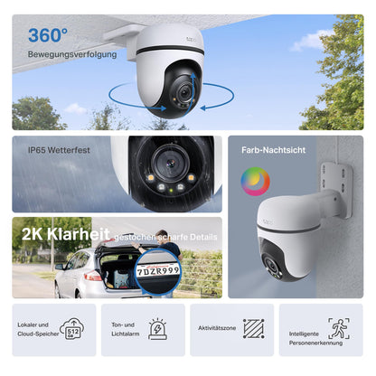Tapo C51A 2K WLAN Überwachungskamera Aussen, 360° schwenk-/neigbar