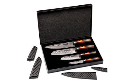 Wolfblood 4er Damastmesser Set – Profi Chef & Santoku