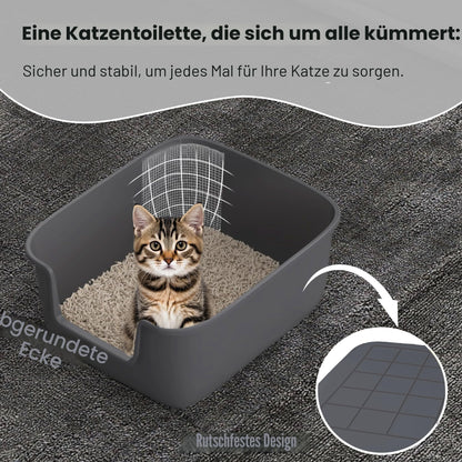 Suhaco Katzenklo mit hohem Rand und niedrigem Einstieg, Grau M