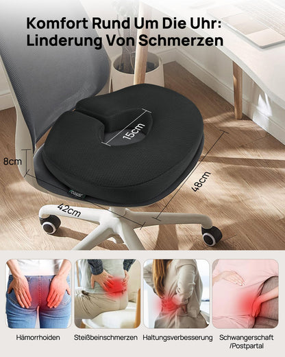 Feagar Sitzkissen – orthopädischer Sitzring mit Memory-Schaum