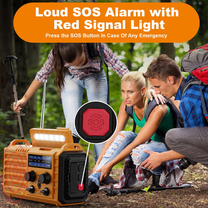 Mesqool Notfallradio 1009-Y, Solar-Kurbelradio AM/FM/SW mit Powerbank