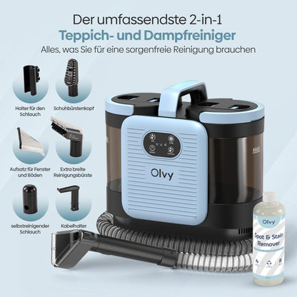 Olvy Teppichreiniger PRO – Polsterreiniger und Nasssauger mit Dampf